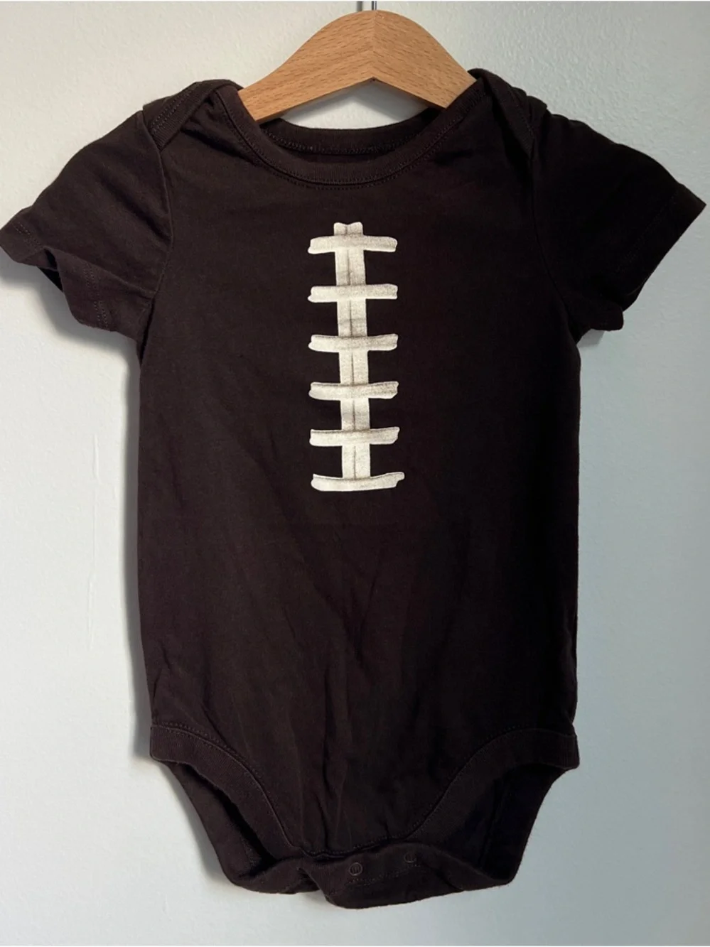 The Children's Place | Dark Brown Bodysuit Cream Football Lace Graphic Sz 12-18M
